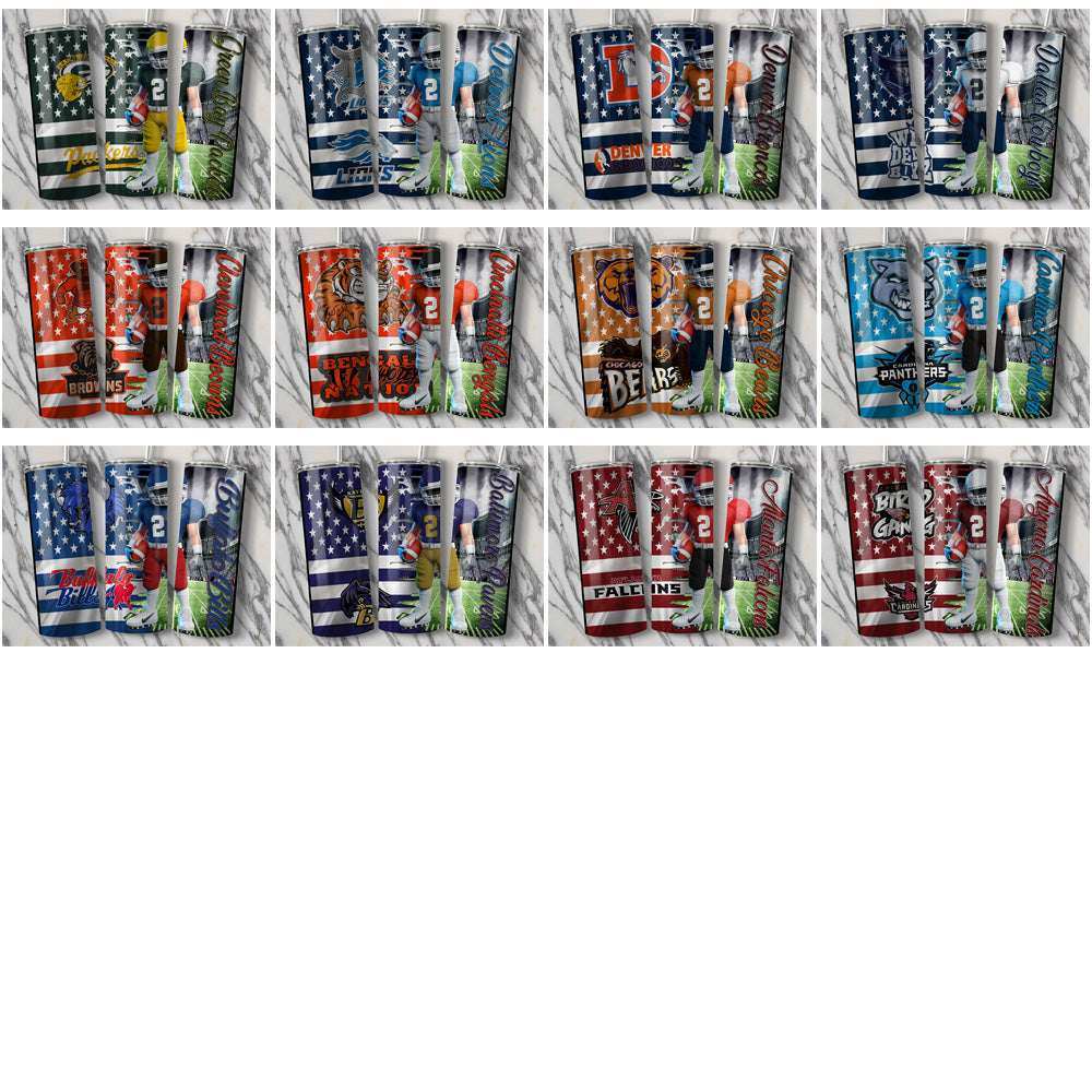 32 Football Teams Flag & Football Tumbler Wrap Bundle JPG