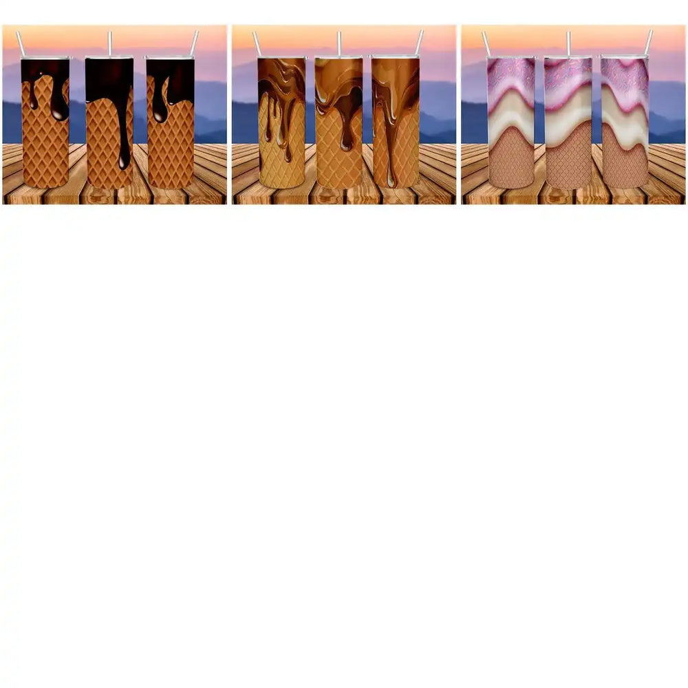 12 Cone Wafer Ice Cream Tumbler Wrap Designs Bundle JPG