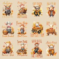 Load image into Gallery viewer, 23 Cute Fall Pig Designs Bundle PNG

