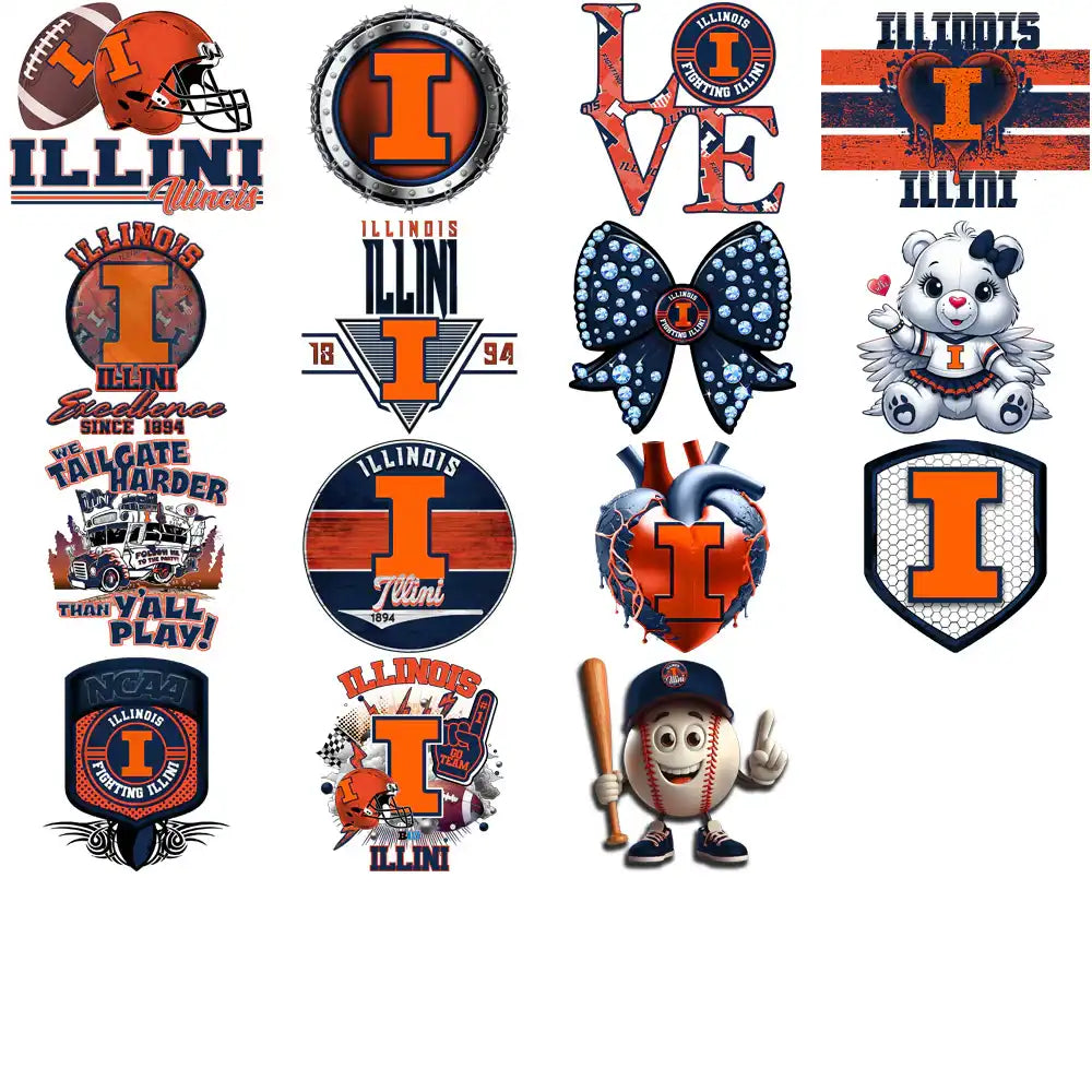 33 Illinois Fighting Illini Designs Bundle PNG