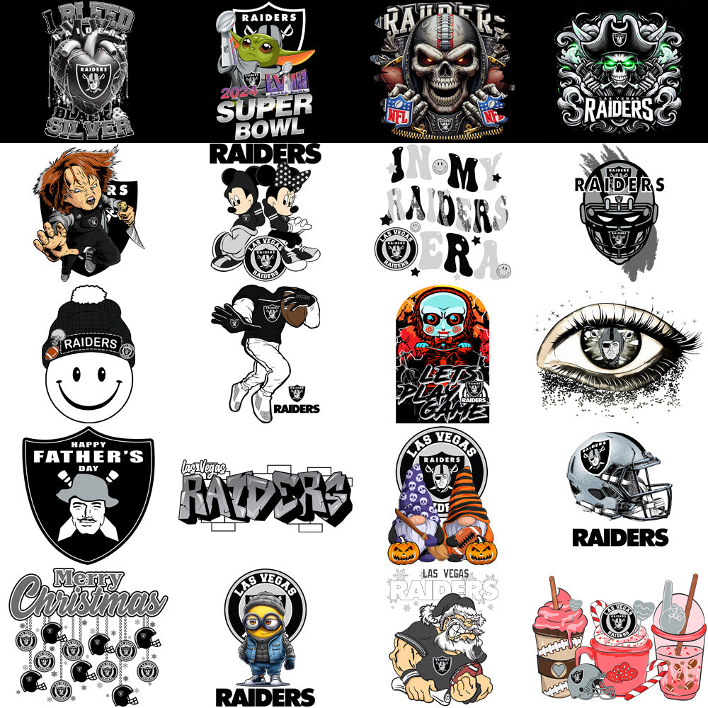54 Las Vegas Raiders V3 Football Designs Bundle PNG