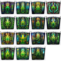 Load image into Gallery viewer, 47 Cannabis Weed Stained Glass Tumbler Wrap Designs Bundle JPG
