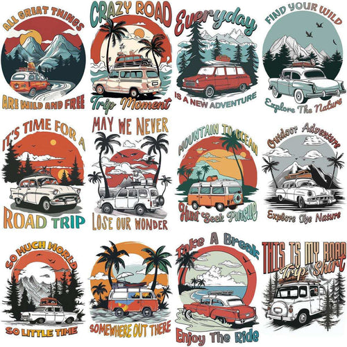 15 Road Enjoy Trip Adventure Designs Bundle PNG