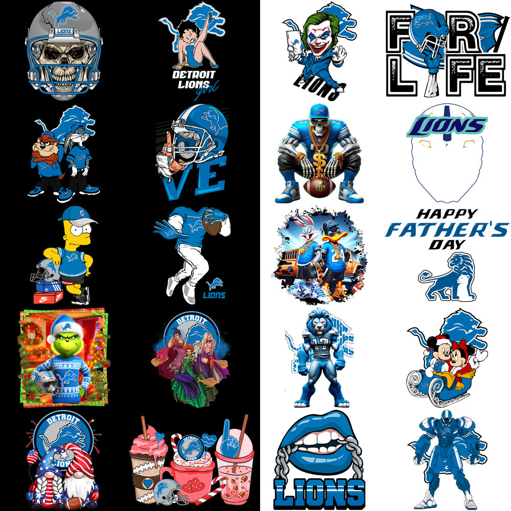 50 Detroit Lions V3 Football Designs Bundle PNG