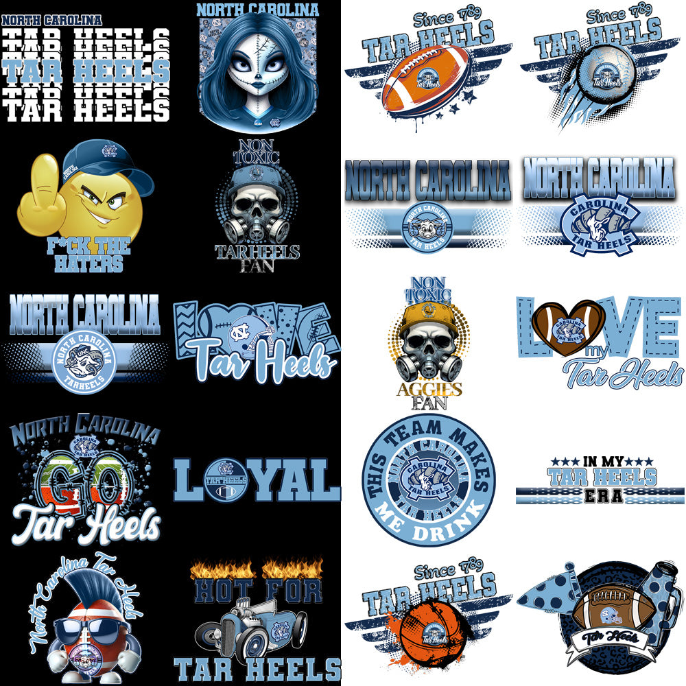 76 North Carolina Tar Heels Designs Bundle PNG
