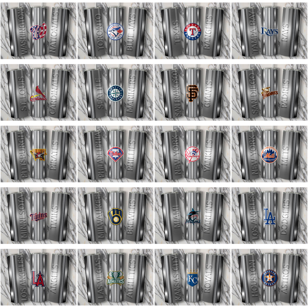 30 Baseball Teams Metallic Tumbler Wrap Bundle JPG