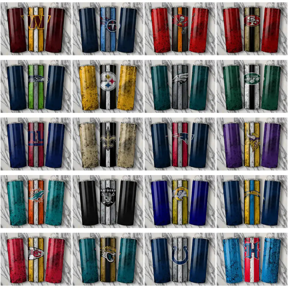 33 Football Teams Grunge Style Tumbler Wrap Bundle JPG
