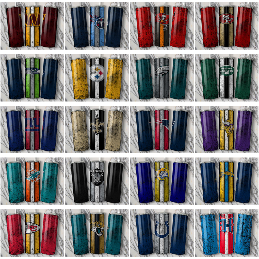 33 Football Teams Grunge Style Tumbler Wrap Bundle JPG