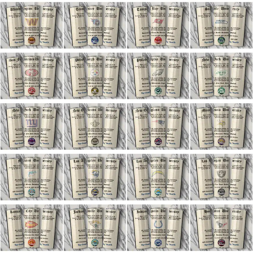 32 Football Teams Diploma Tumbler Wrap Bundle JPG