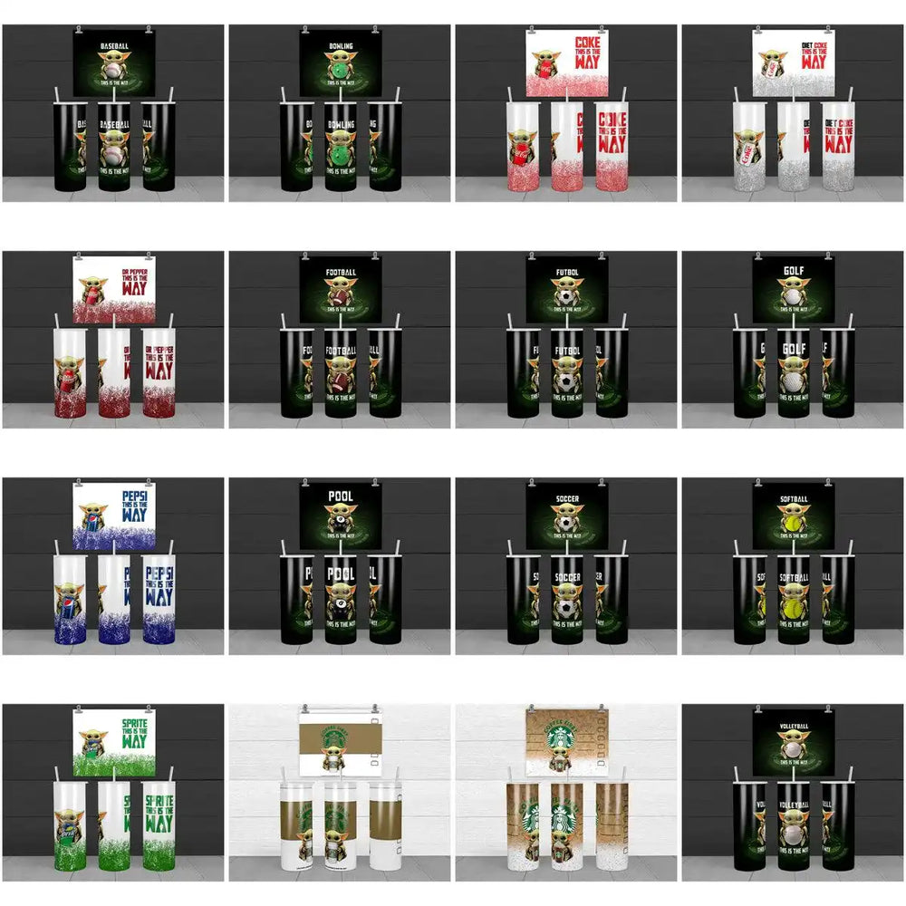16 Baby Yoda Tumbler Wrap Designs Bundle JPG