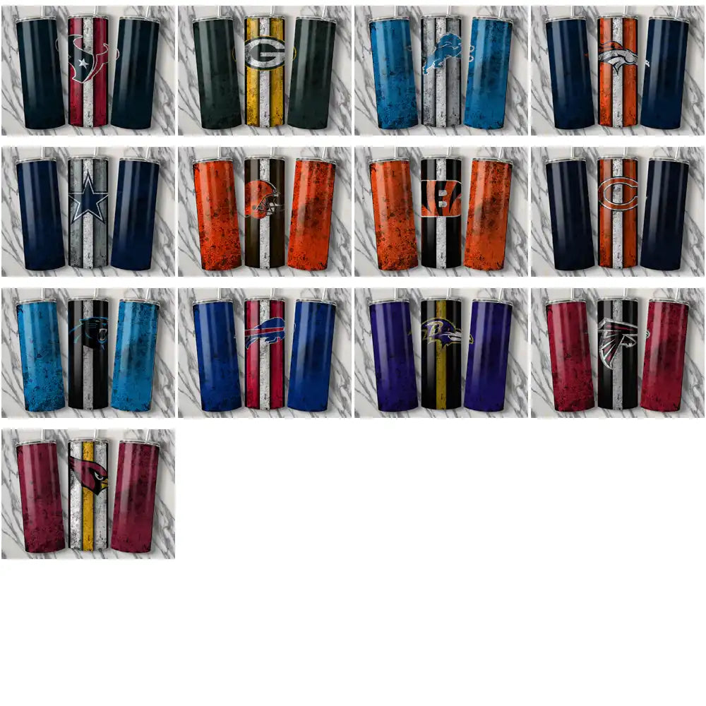 33 Football Teams Grunge Style Tumbler Wrap Bundle JPG