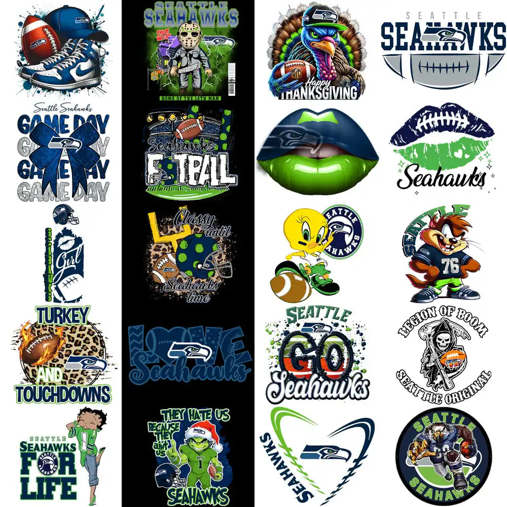 48 Seattle Seahawks V3 Football Designs Bundle PNG