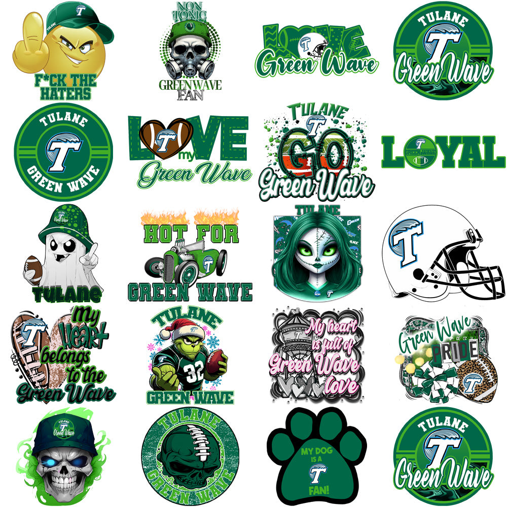 38 Tulane Green Wave Designs Bundle PNG