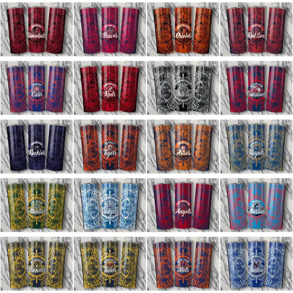 30 Baseball Teams Lace & Logo Tumbler Wrap Bundle JPG