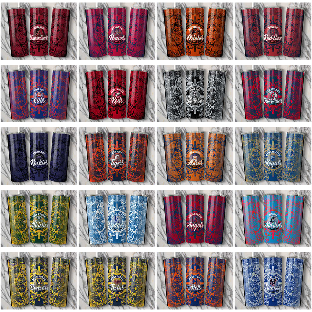 30 Baseball Teams Lace & Logo Tumbler Wrap Bundle JPG