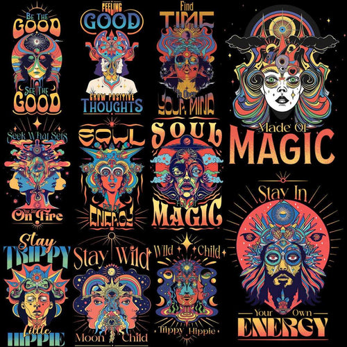 10 psychedelische Designs-Bundle PNG