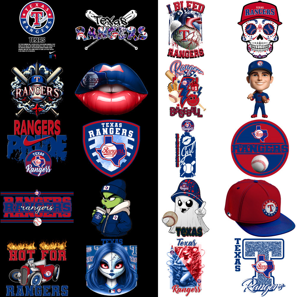 66 Texas Rangers Baseball Designs Bundle PNG