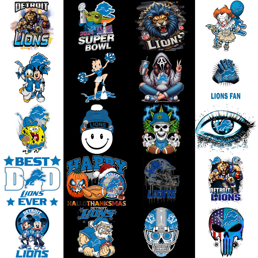 50 Detroit Lions V4 Football Designs Bundle PNG