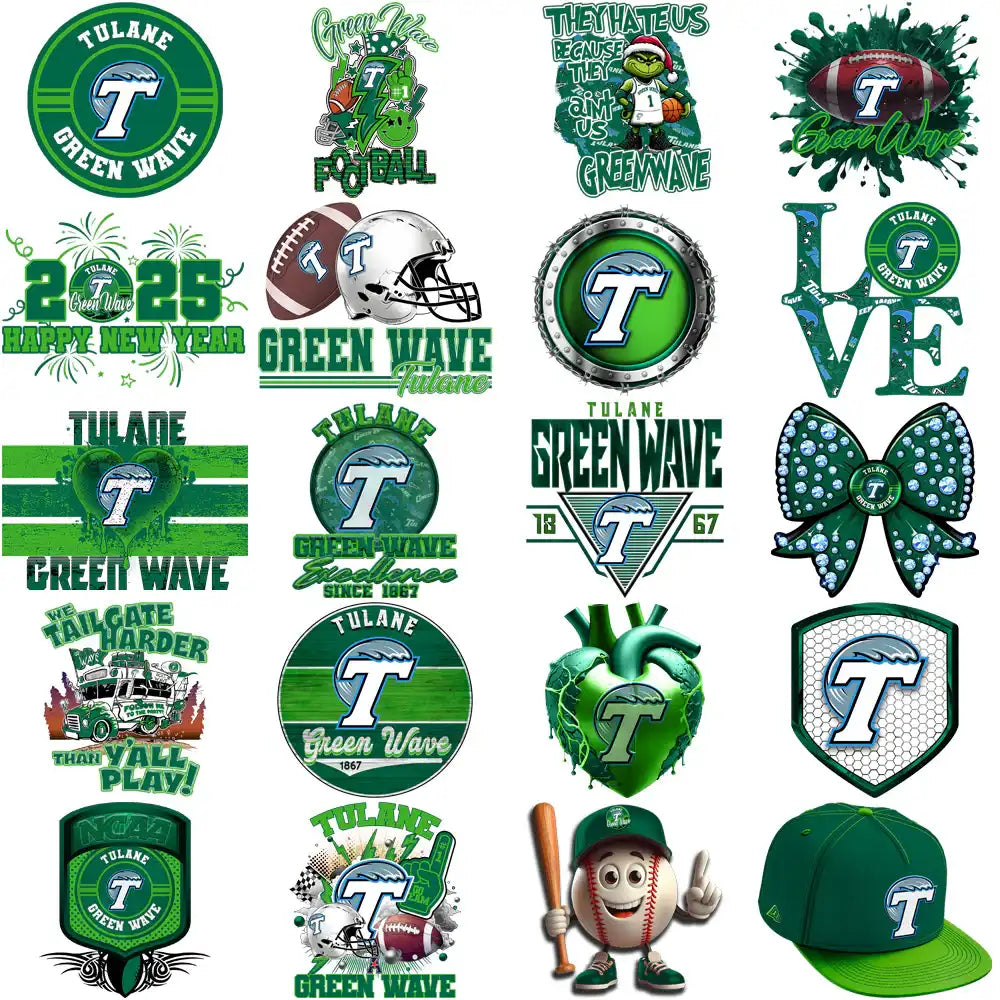 38 Tulane Green Wave Designs Bundle PNG
