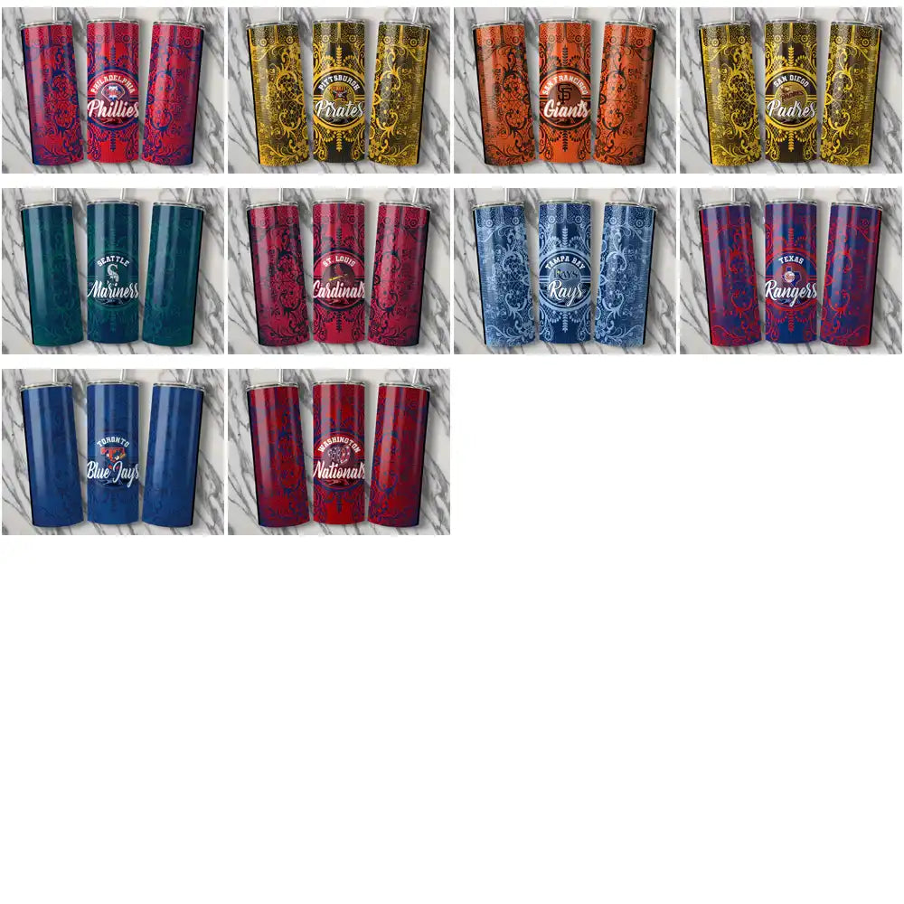 30 Baseball Teams Lace & Logo Tumbler Wrap Bundle JPG