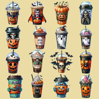 Load image into Gallery viewer, 25 Halloween Coffee Cup Designs Bundle PNG
