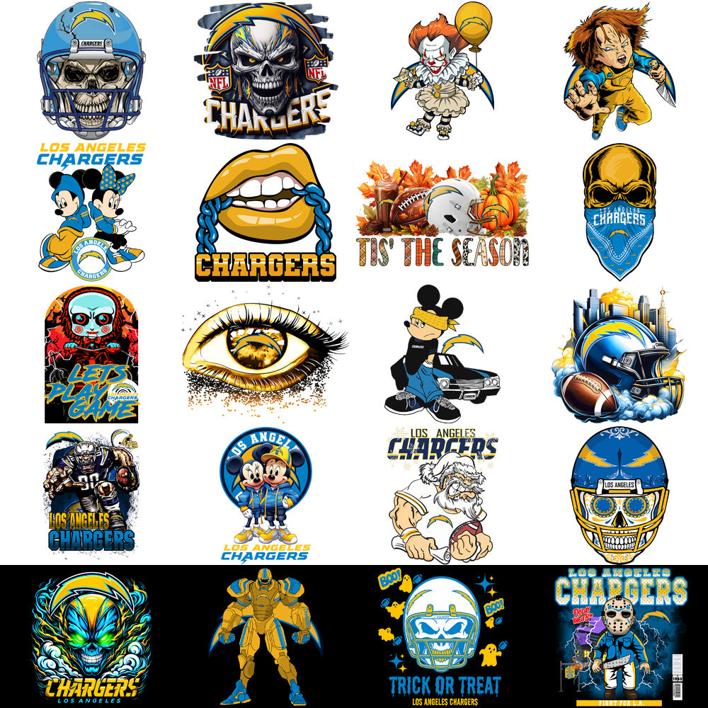 45 Los Angeles Chargers V1 Football Designs Bundle PNG