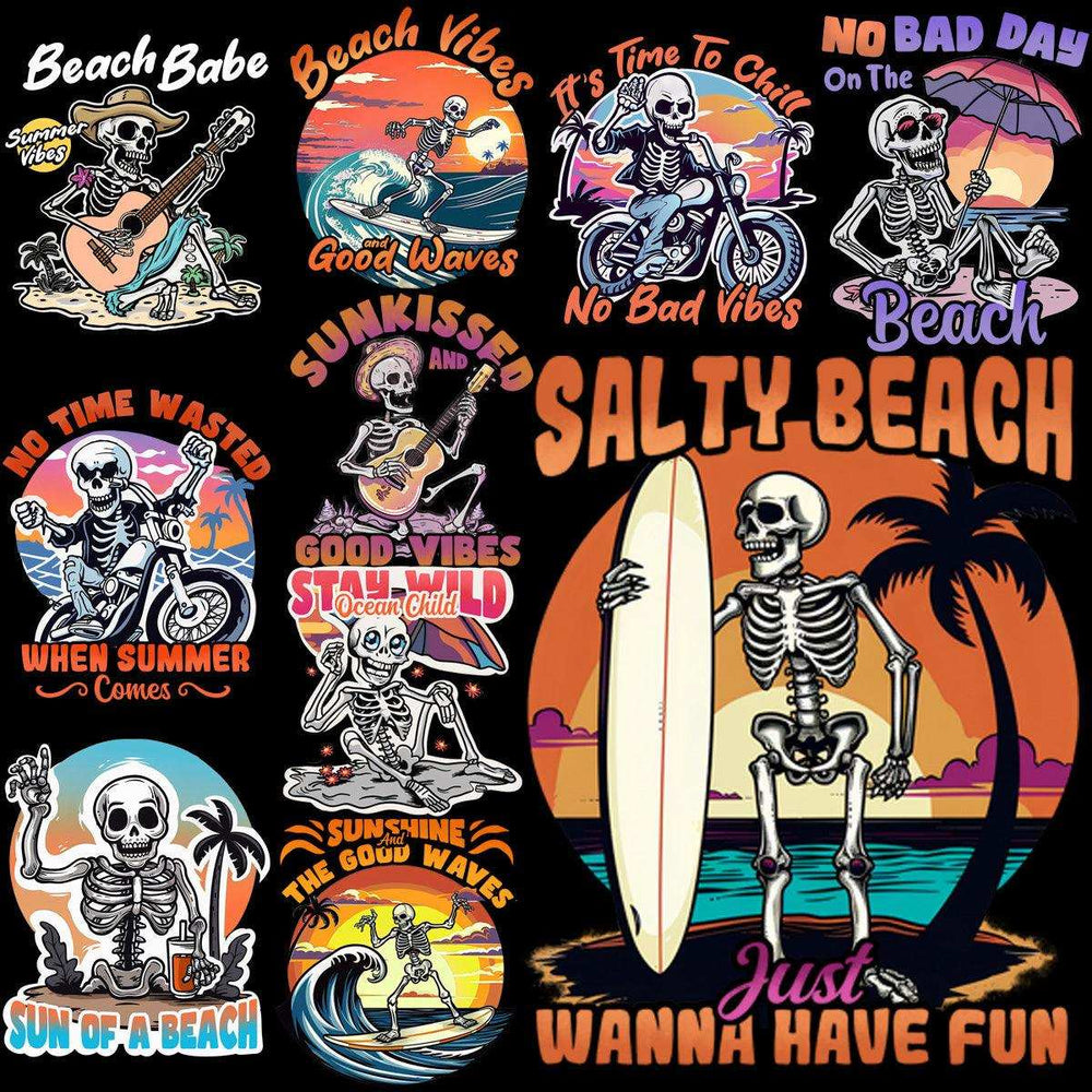 9 Tropical Skeleton Designs Bundle PNG