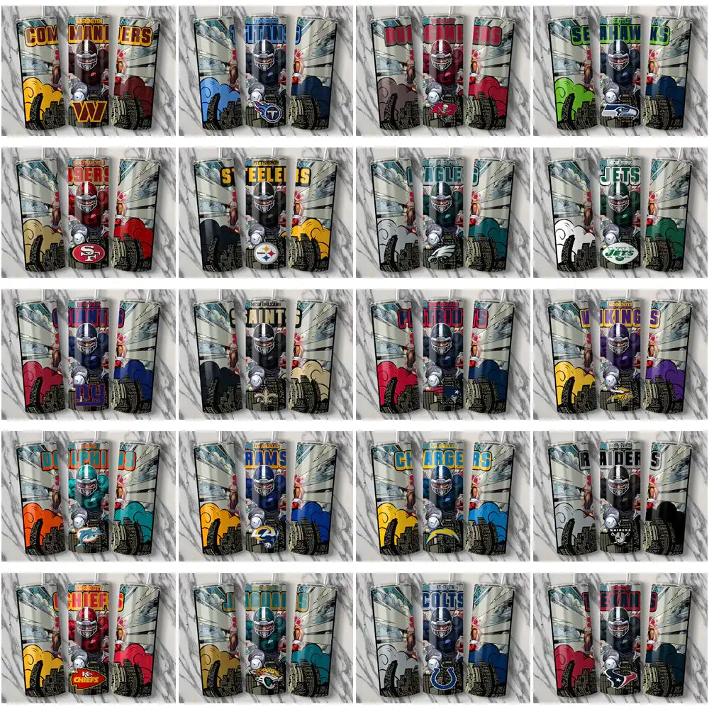32 Football Teams Comic Cover Tumbler Wrap Bundle JPG