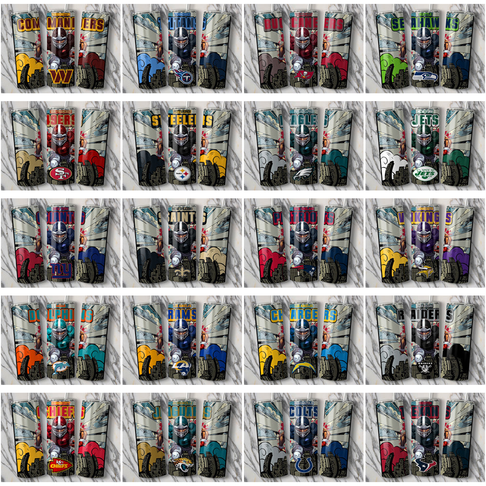 32 Football Teams Comic Cover Tumbler Wrap Bundle JPG