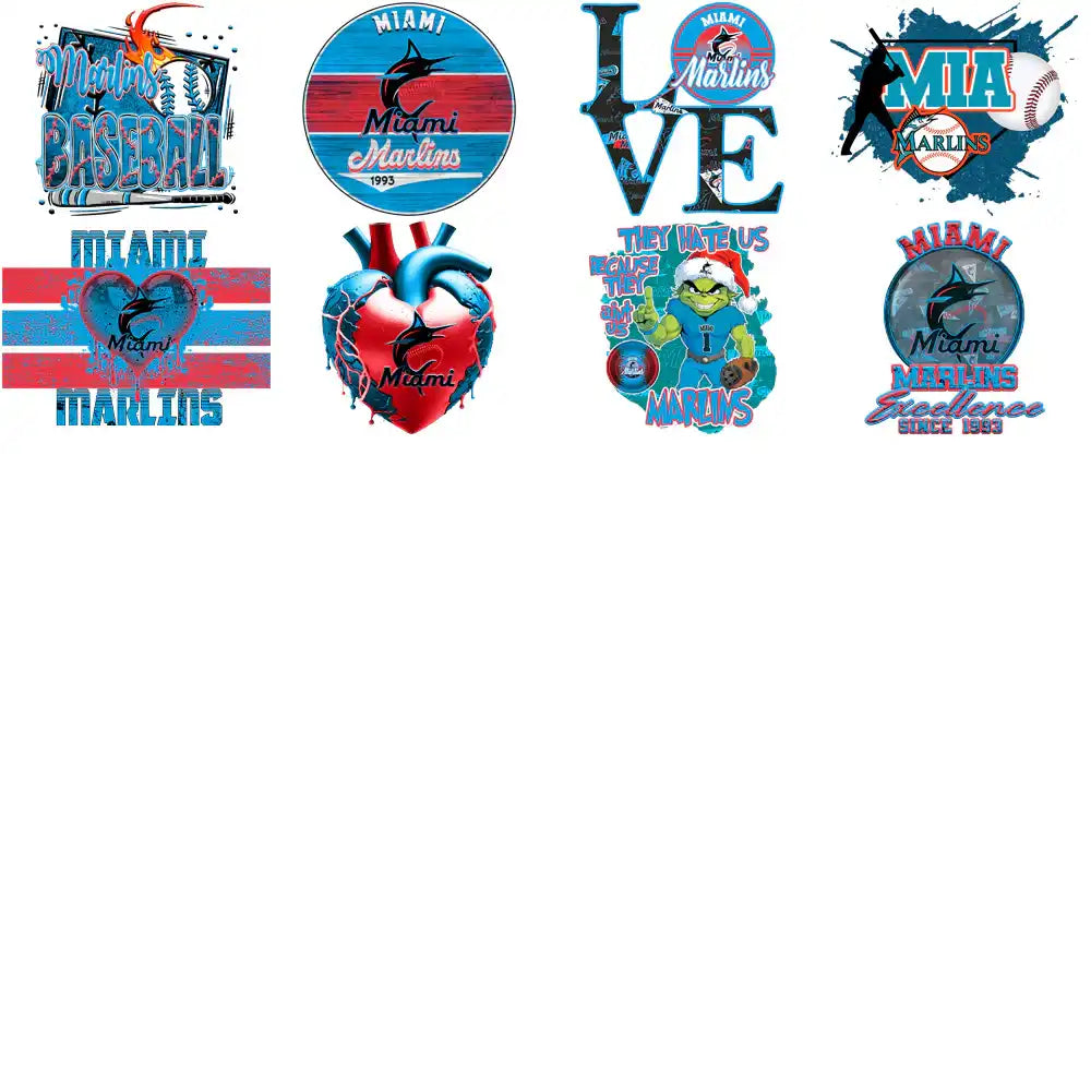 66 Miami Marlins Baseball Designs Bundle PNG