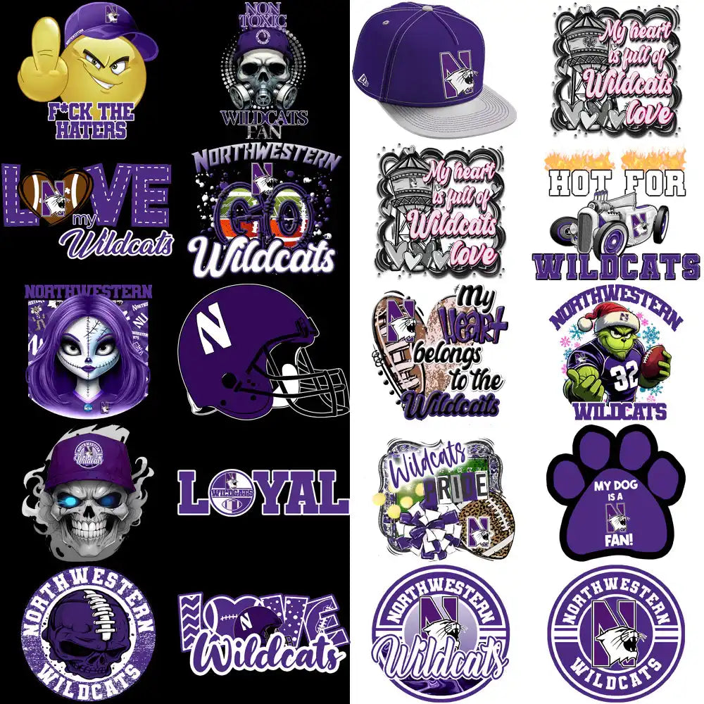 37 Northwestern Wildcats Designs Bundle PNG