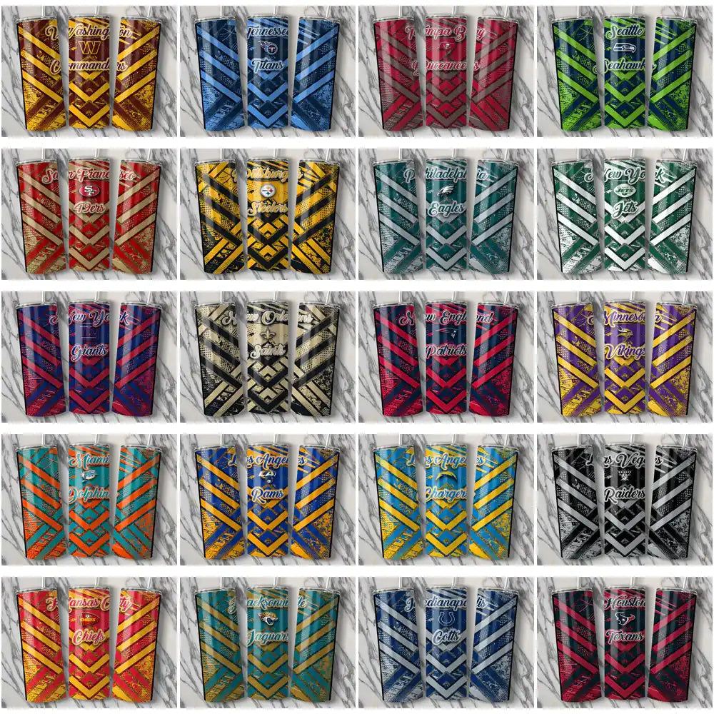 33 Football Teams Glitter Stripe Tumbler Wrap Bundle JPG