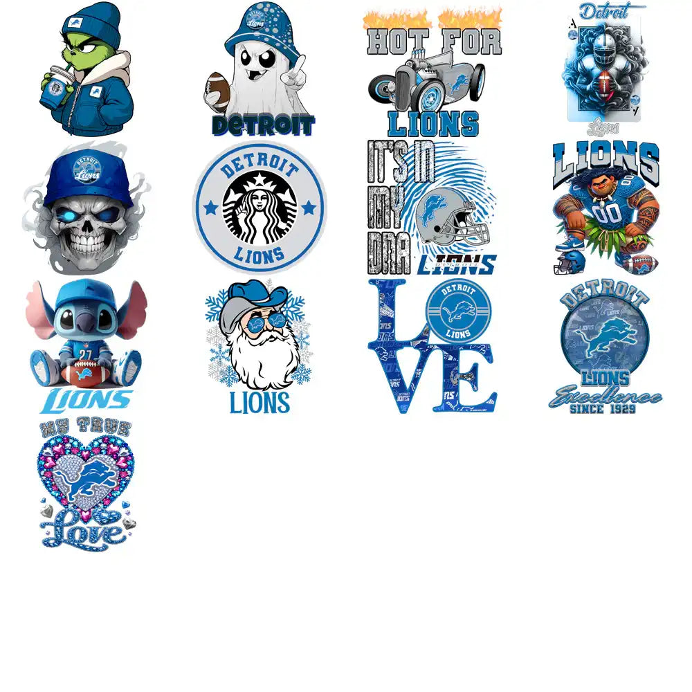 50 Detroit Lions V4 Football Designs Bundle PNG