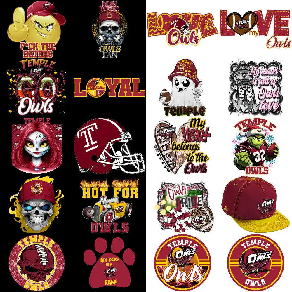 37 Temple Owls Designs Bundle PNG