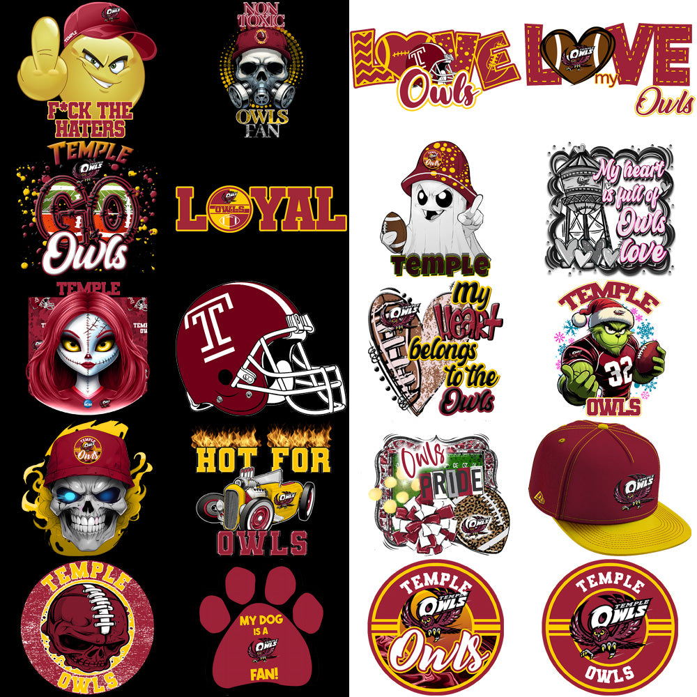 37 Temple Owls Designs Bundle PNG