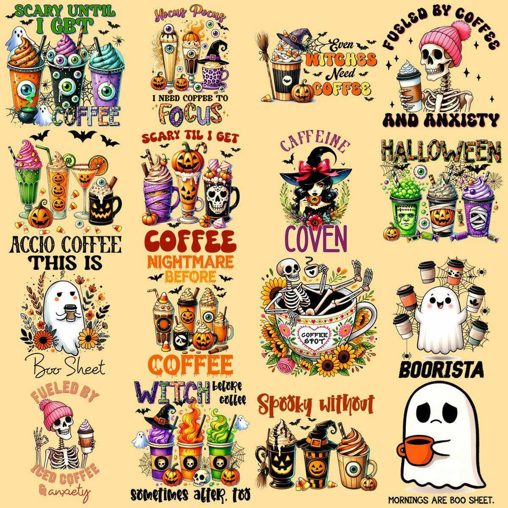 19 Halloween Coffee Designs Bundle PNG