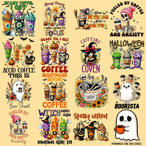 19 Halloween Coffee Designs Bundle PNG