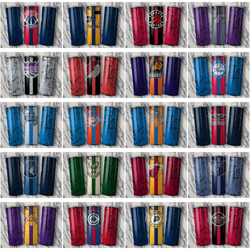 30 Basketball Teams Grunge Style Tumbler Wrap Bundle JPG