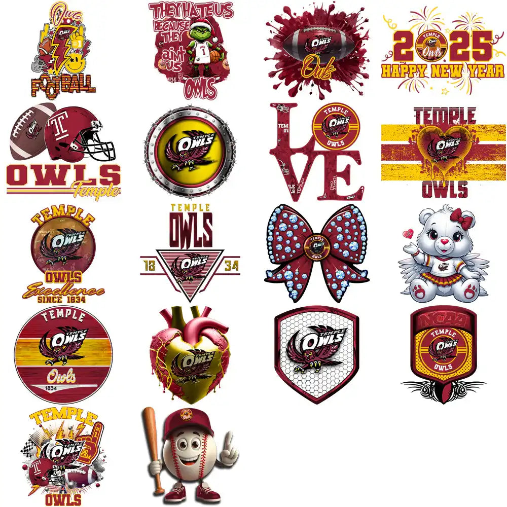 37 Temple Owls Designs Bundle PNG