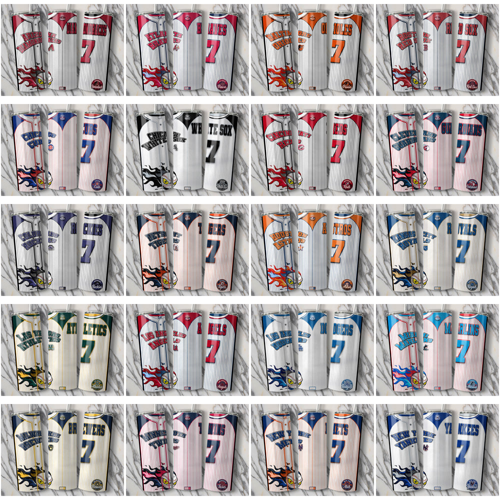 30 Baseball Teams Team Button-Up Jersey Tumbler Wrap Bundle JPG