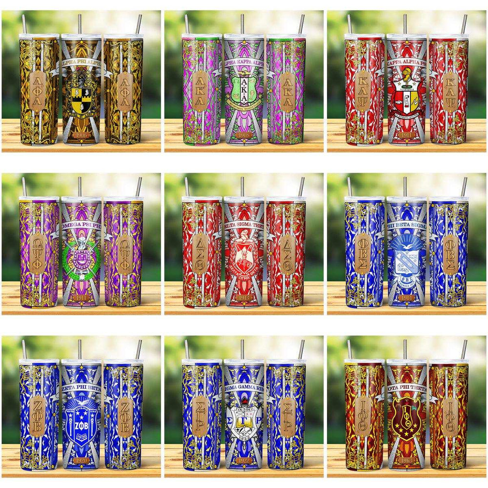 9 Divine Nine Sororities And Fraternities Tumbler Wrap Designs Bundle JPG