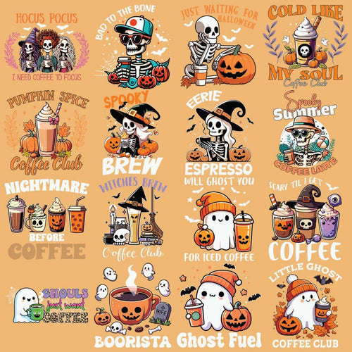19 Halloween-Kaffee-Designs im PNG-Bundle