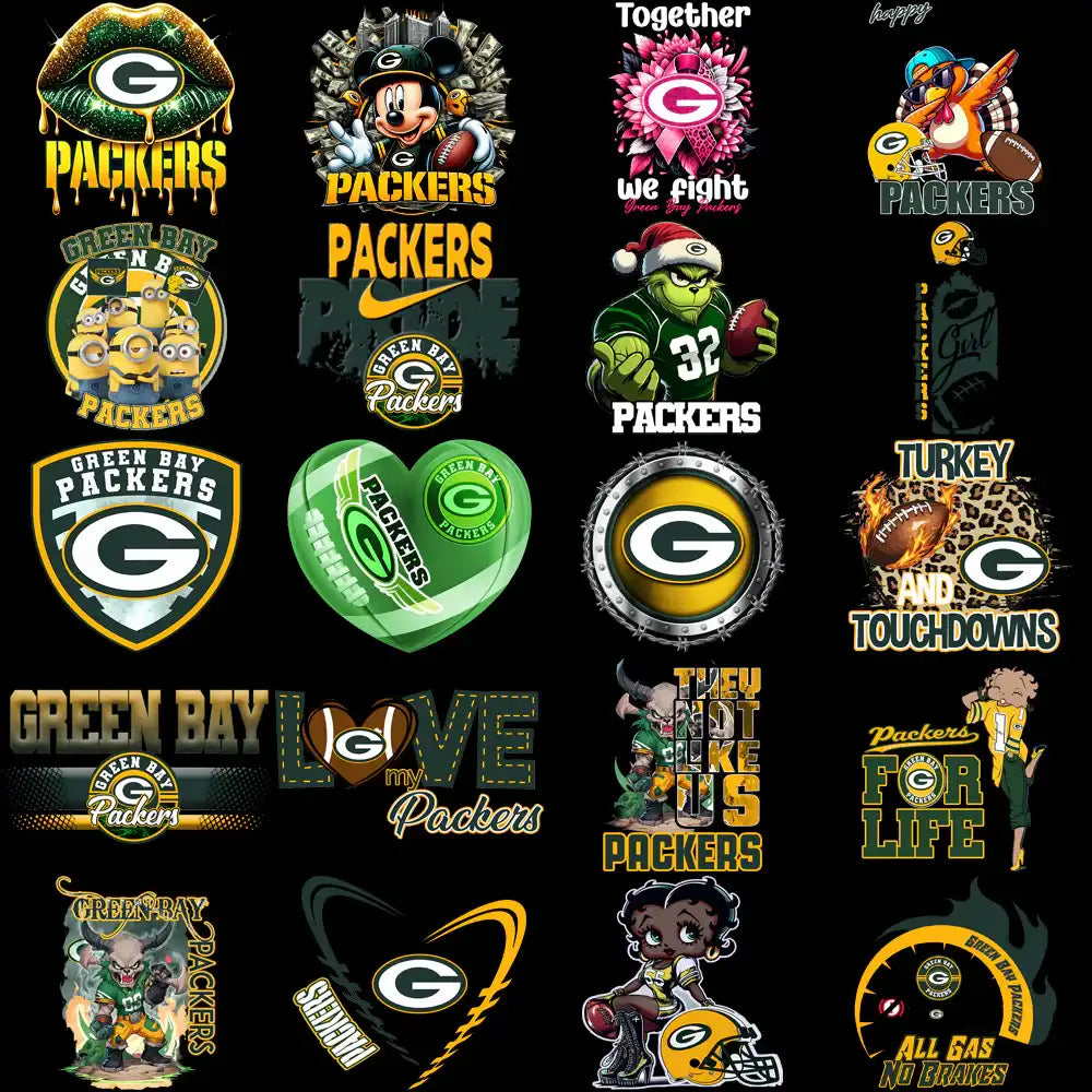 48 Green Bay Packers V1 Football Designs Bundle PNG