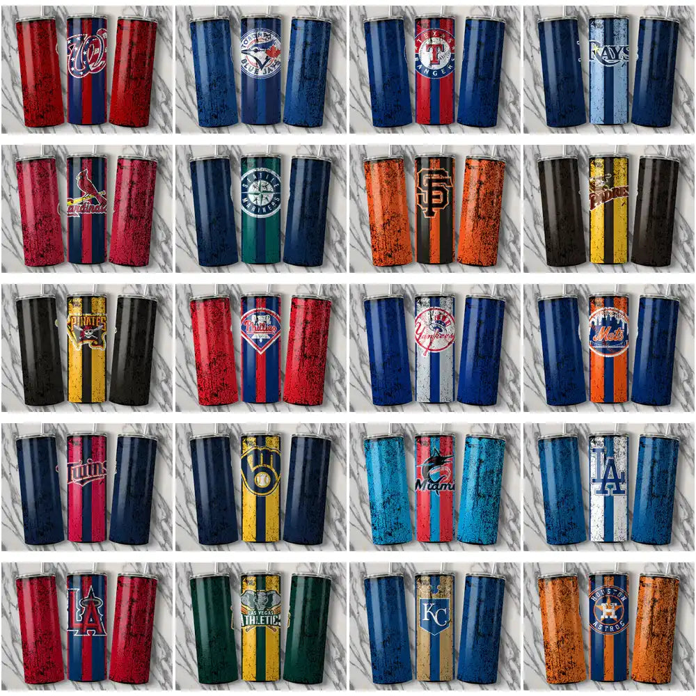 30 Baseball Teams Grunge Style Tumbler Wrap Bundle JPG