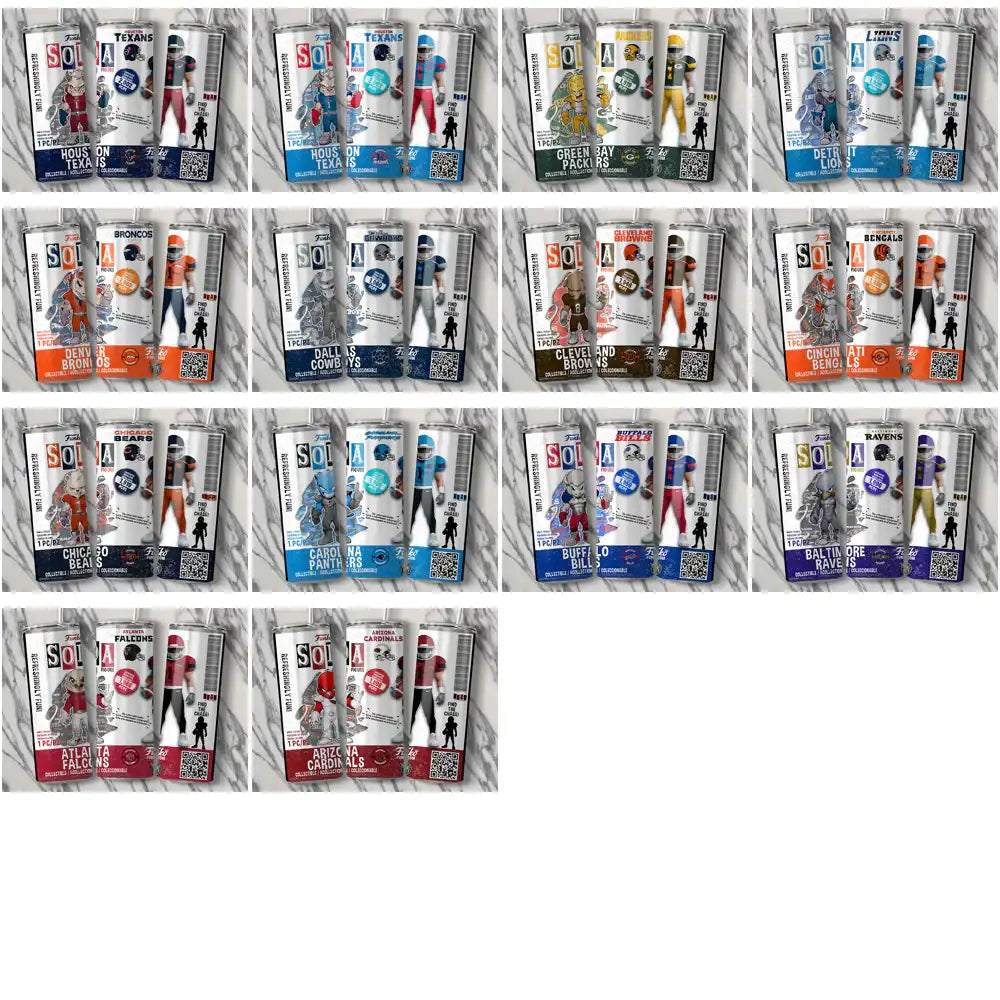 34 Football Teams Funko Soda Tumbler Wrap Bundle JPG