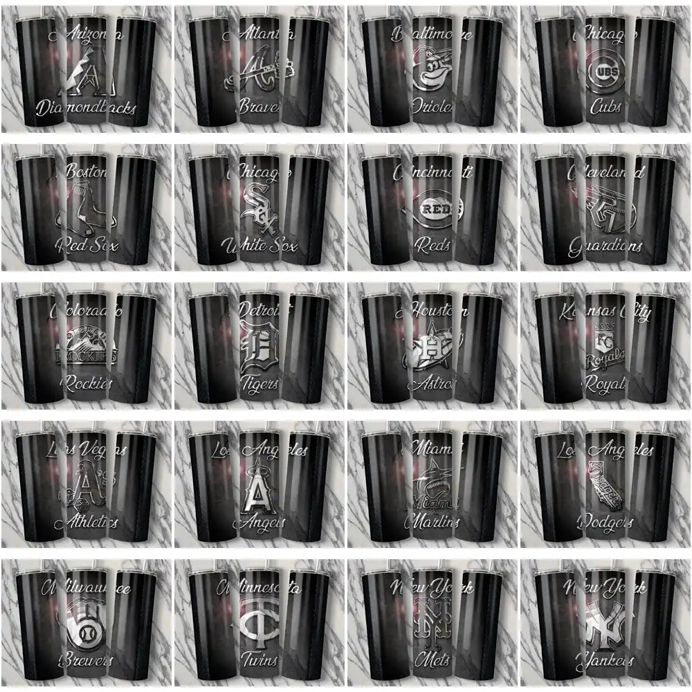 30 Baseball Teams Chrome Tumbler Wrap Bundle JPG