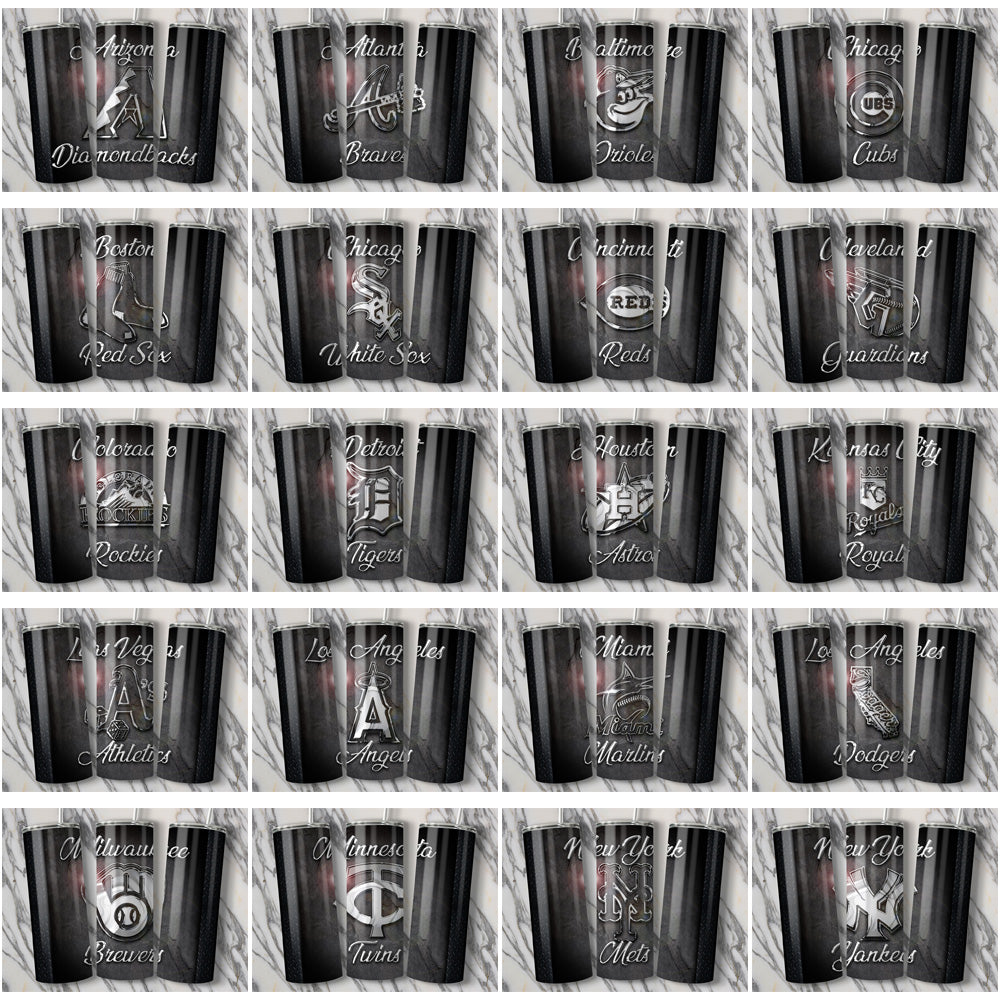 30 Baseball Teams Chrome Tumbler Wrap Bundle JPG