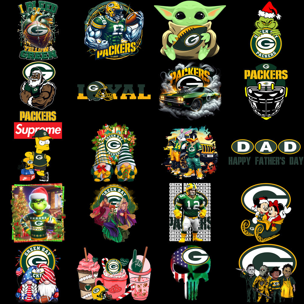 48 Green Bay Packers V2 Football Designs Bundle PNG