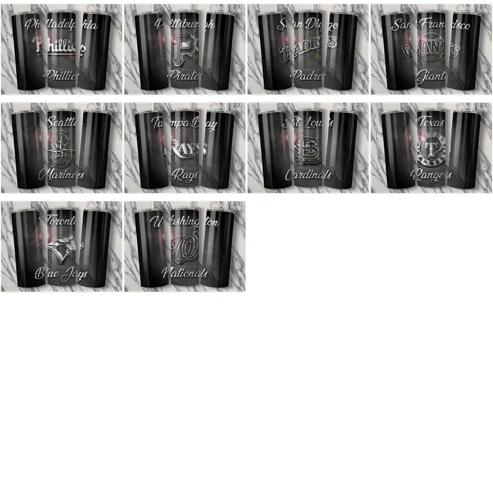 30 Baseball Teams Chrome Tumbler Wrap Bundle JPG