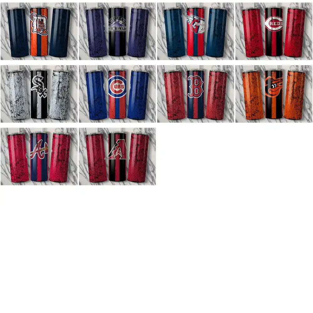 30 Baseball Teams Grunge Style Tumbler Wrap Bundle JPG